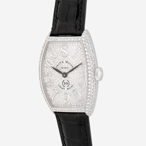 Franck Muller Citree Curvex Crazy Hours 10th Anniversary LE 18K White Gold Diamond Watch 5850CHRELDCD