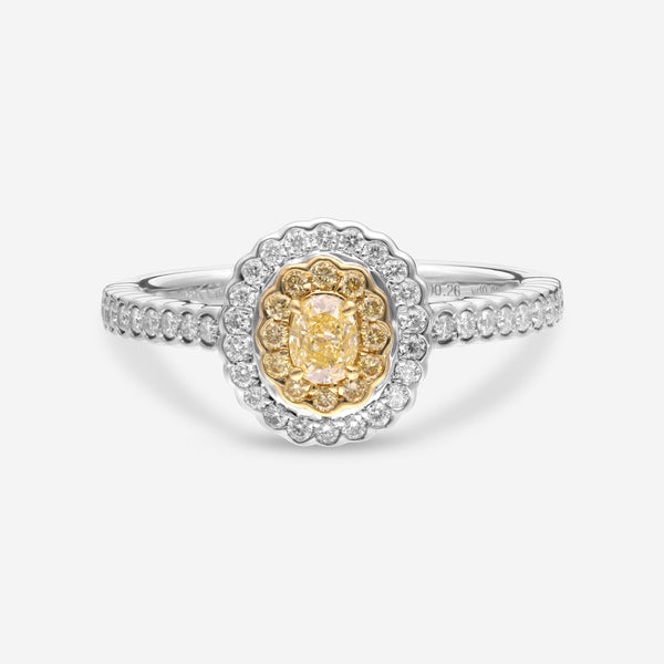 Gregg Ruth 18K Gold, Fancy Yellow Diamond 0.25ct. and White Diamond 0.27ct. tw. Engagement Ring Sz. 6.75 59367