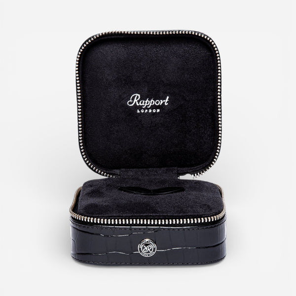 Rapport Director’s Range Black Leather Small Jewelry Box D336