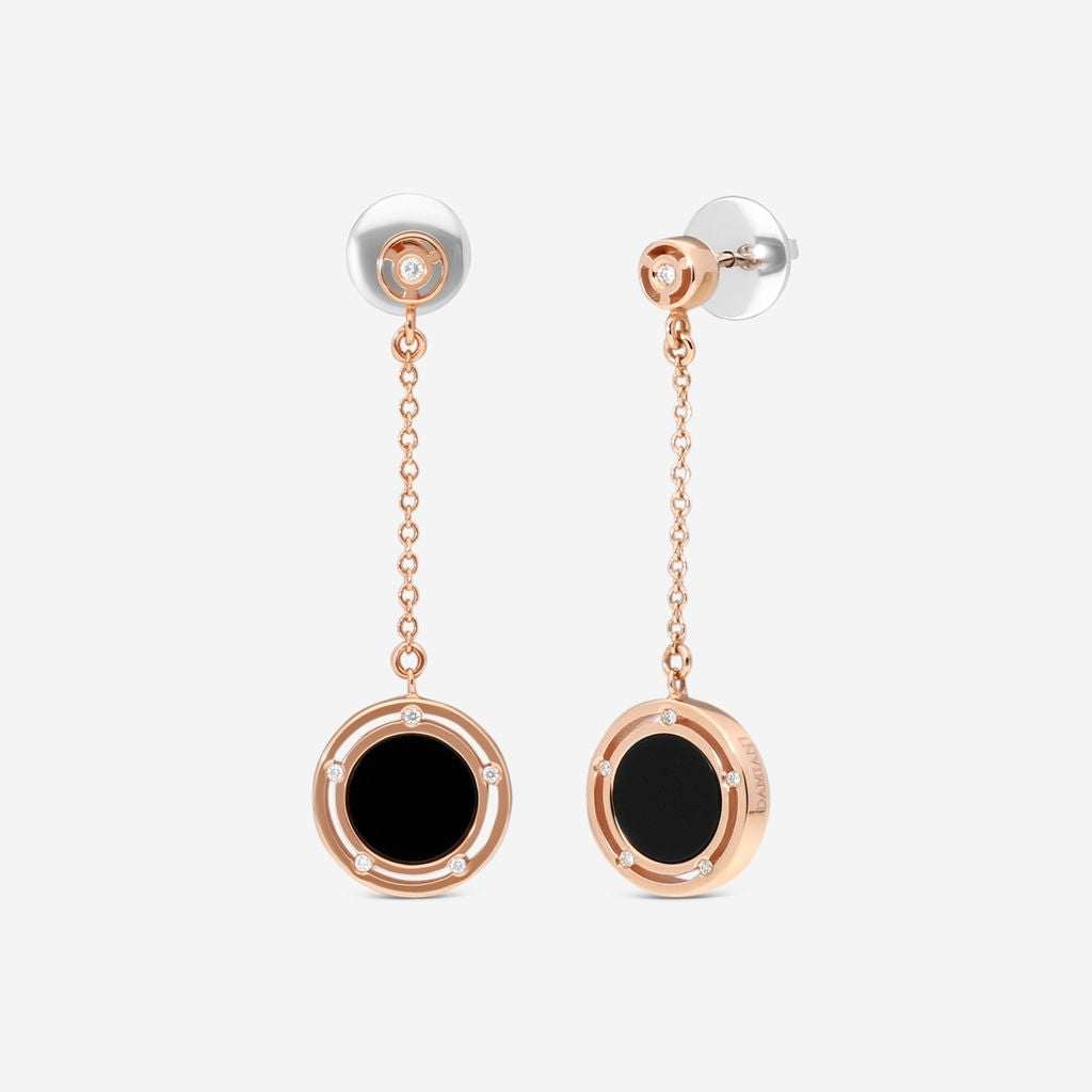 Damiani D. Side 18K Rose Gold Diamond & Onyx Drop Earrings 20086900