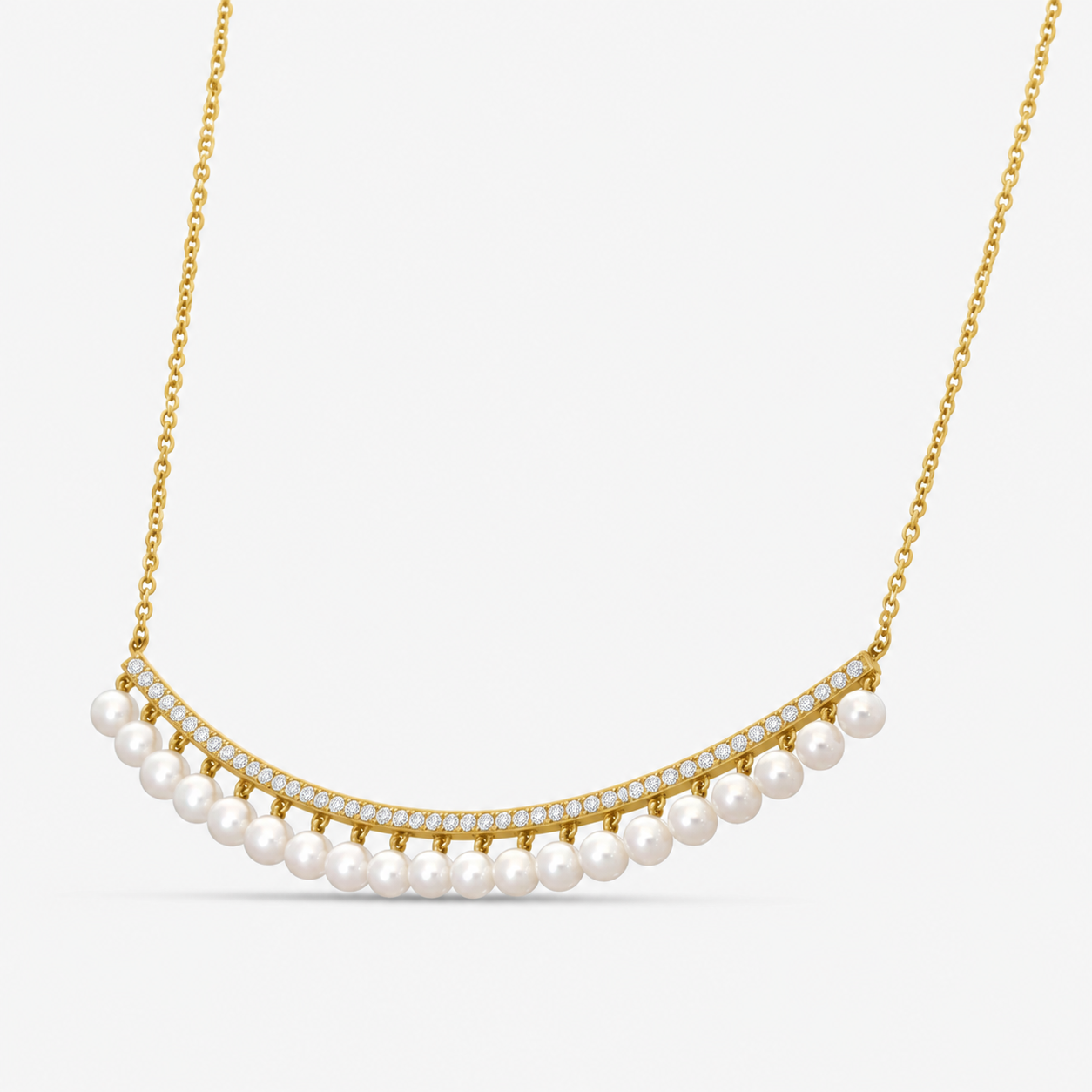 Sydney Evan 14K Yellow Gold Diamond and Pearl Drop Bar Necklace NJP1620PE-Y14HT.CC4