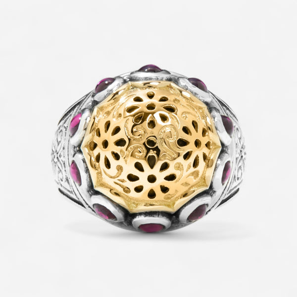 Konstantino Dome Sterling Silver & 18K Yellow Gold Corundum Ring Sz. 6 DKJ977-538-S6