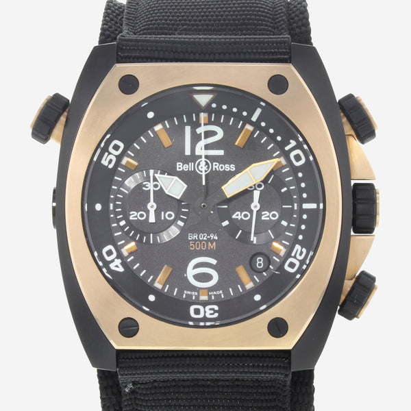 Bell & Ross Marine PVD Black Steel  Chronograph Automatic Men's Watch BR02-CHR-BICOLOR