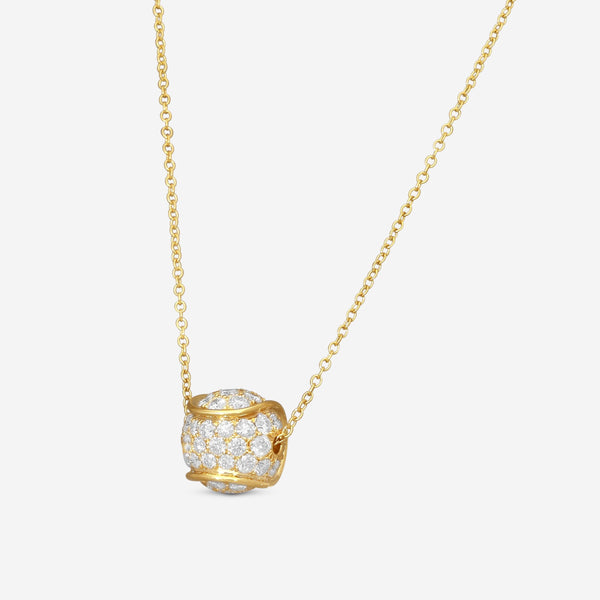 Suna 18K Yellow Gold Diamond Tennis Ball Pendant Necklace N6631Y