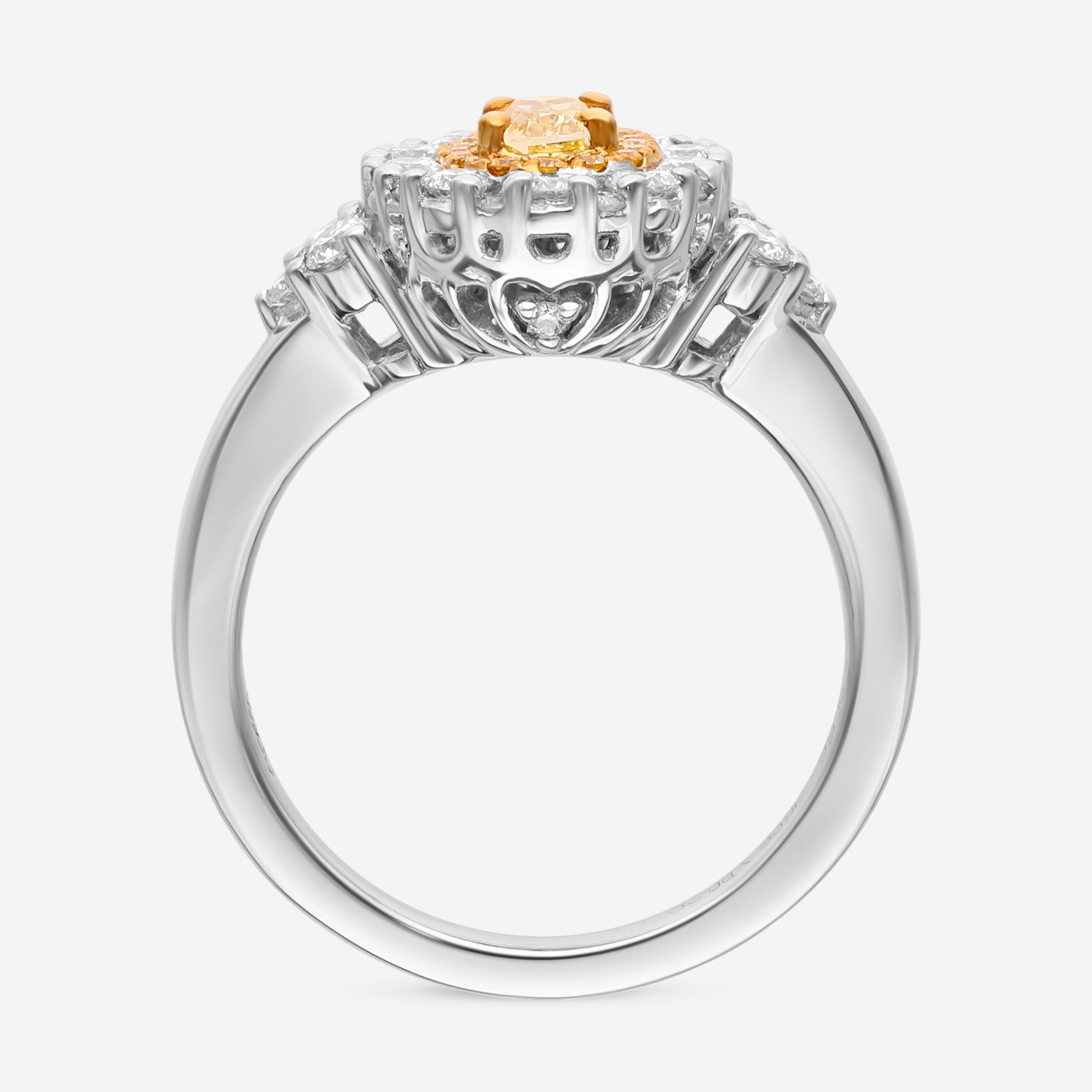Gregg Ruth 18K White Gold, Fancy Yellow Diamond 0.28ct. and White Diamond 0.66ct. tw. Engagement Ring Sz. 6.5 602507 - THE SOLIST
