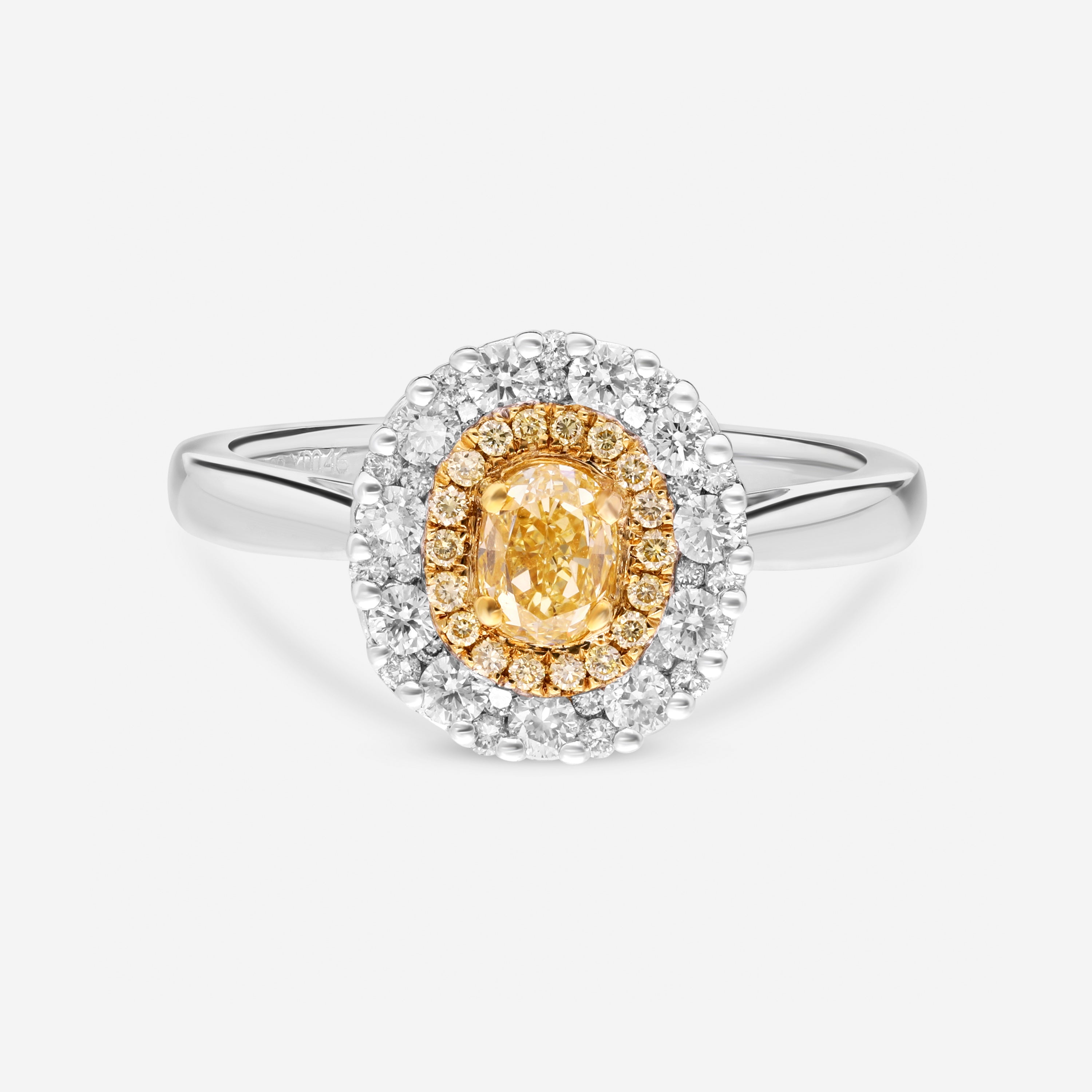 Gregg Ruth 18K White Gold, Fancy Yellow Diamond 0.46ct. and White Diamond 0.47ct. tw. Engagement Ring Sz. 6.5 602512 - THE SOLIST