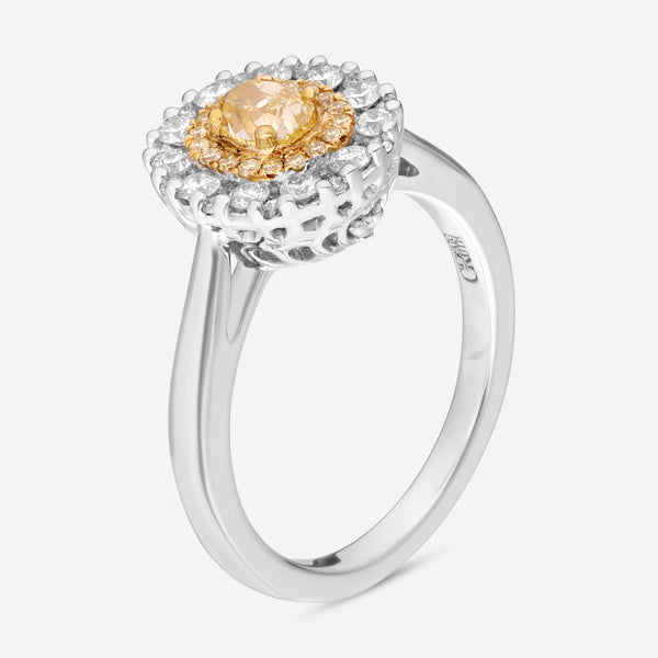 Gregg Ruth 18K White Gold, Fancy Yellow Diamond 0.46ct. and White Diamond 0.47ct. tw. Engagement Ring Sz. 6.5 602512 - THE SOLIST