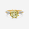 SuperOro 14K Yellow Gold, Octagonal Lemon Topaz and Diamond Gemstone Ring 60258