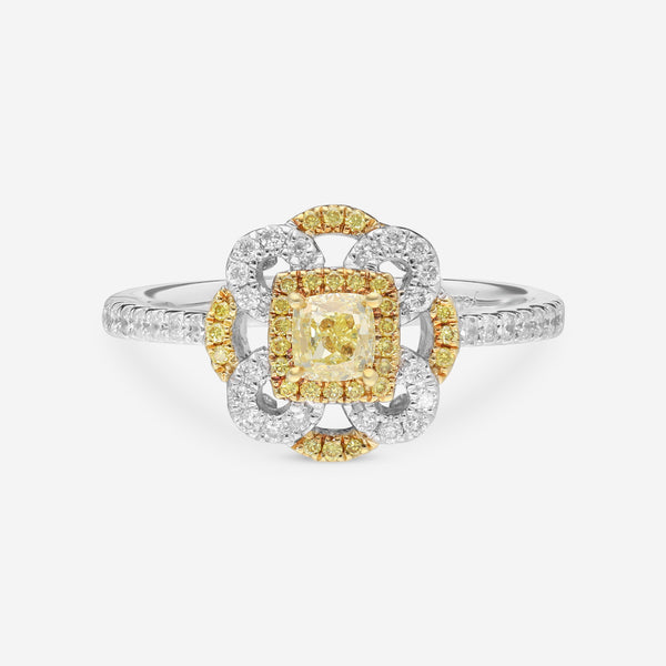 Gregg Ruth 18K Gold, Fancy Yellow Diamond 0.38ct. and White Diamond Engagement Ring Sz. 6.5 605587