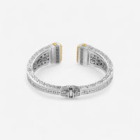 Konstantino Sterling Silver & 18K Yellow Gold Mother of Pearl & Blue Spinel Cuff Bracelet BKJ697-628 - THE SOLIST