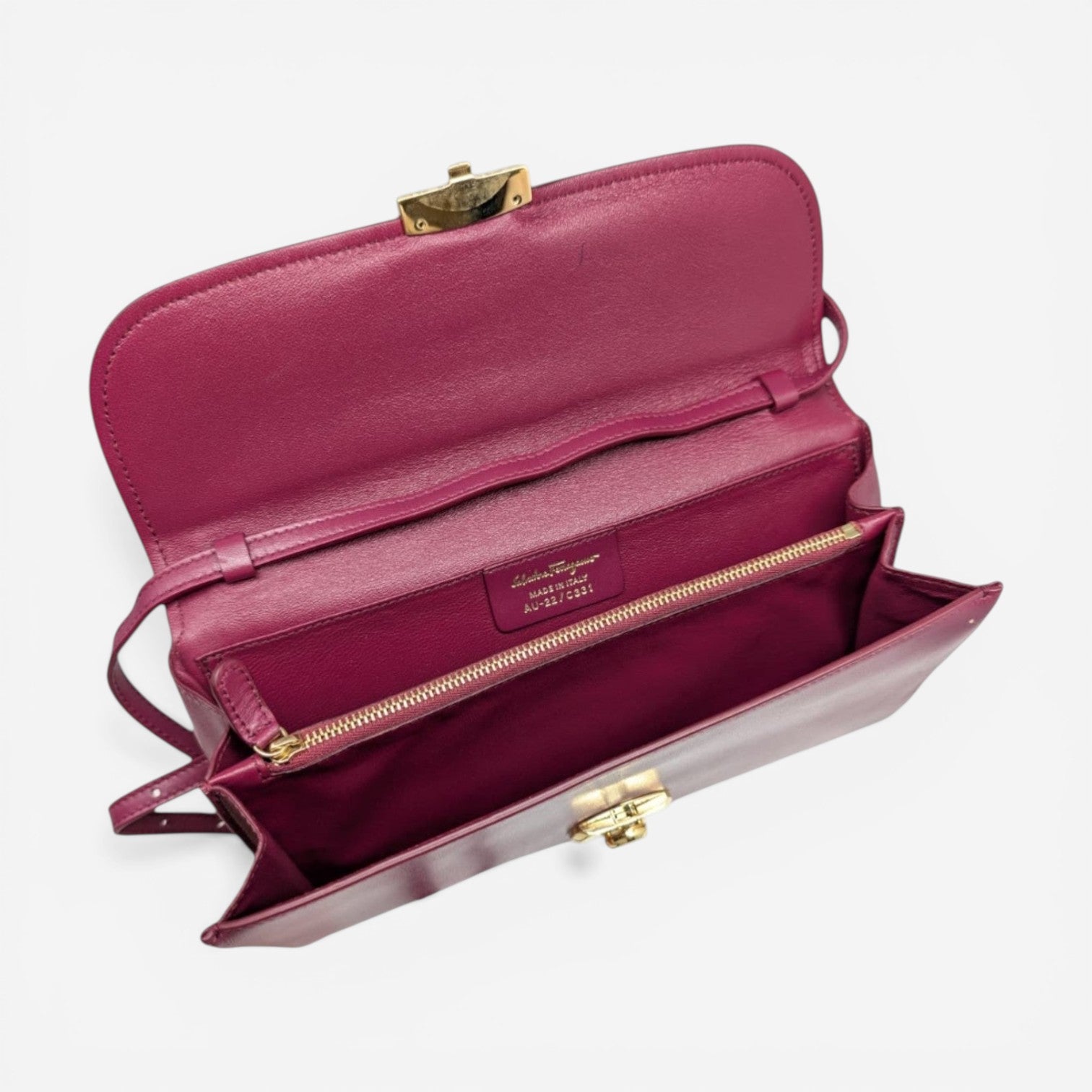 Salvatore Ferragamo Anemone 614935 Magenta Crossbody Bag MSRP $960 - THE SOLIST
