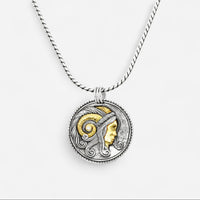 Konstantino Zodiac Aries Sterling Silver & 18K Yellow Gold Diamond Carved Pendant MEKJ628-109 - THE SOLIST
