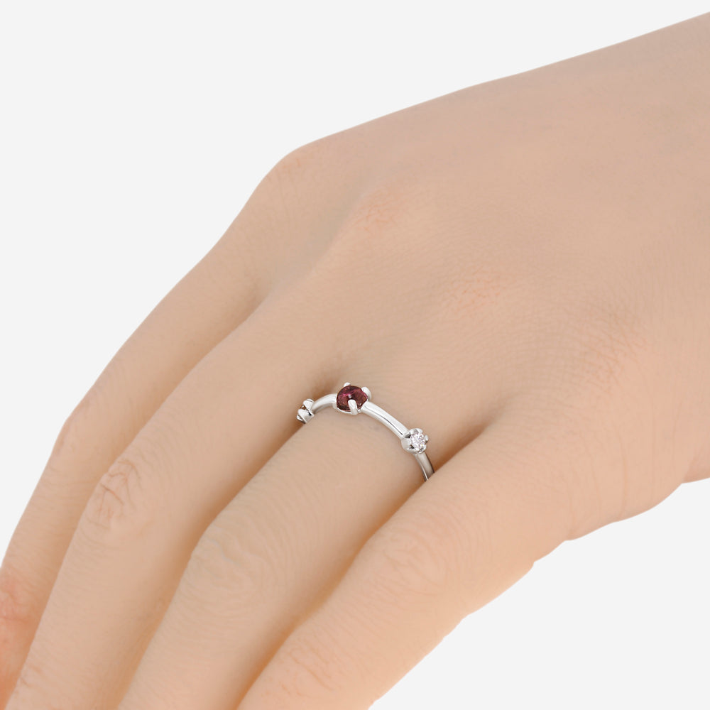 SuperOro 18K White Gold, Diamond and Pink Tourmaline Scatter Ring - THE SOLIST
