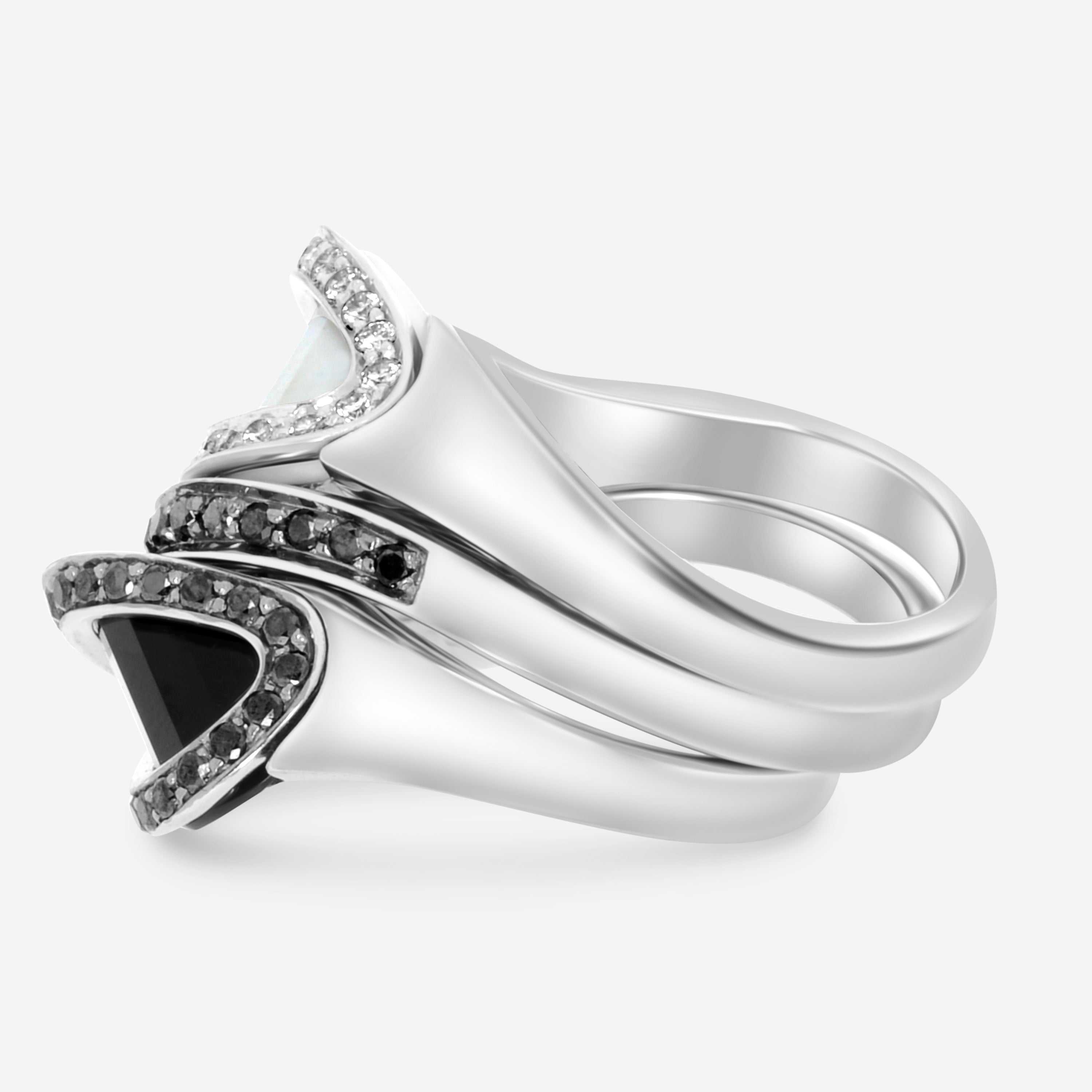 SuperOro 18K White Gold, Diamond and Black Diamond Stackable Ring 62710 - THE SOLIST