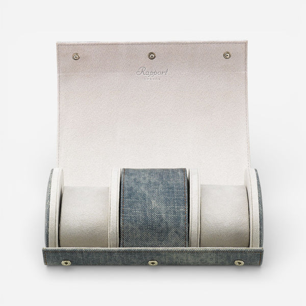 Rapport Soho Leather Stone Washed Three-Watch Roll D312