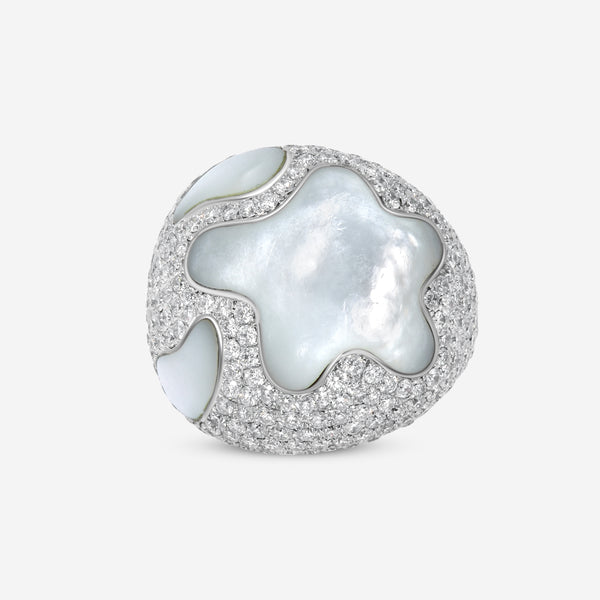 SuperOro 18K White Gold, Diamond 4.07ct. tw. and Mother Of Pearl Statement Ring 63706 - THE SOLIST