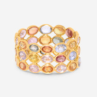 SuperOro 18K Yellow Gold, Multi Sapphire 5.50ct. tw. Gemstone Ring - THE SOLIST