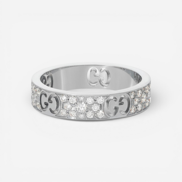 Gucci Icon 18K White Gold Diamond Band Ring YBC7294150020 - THE SOLIST