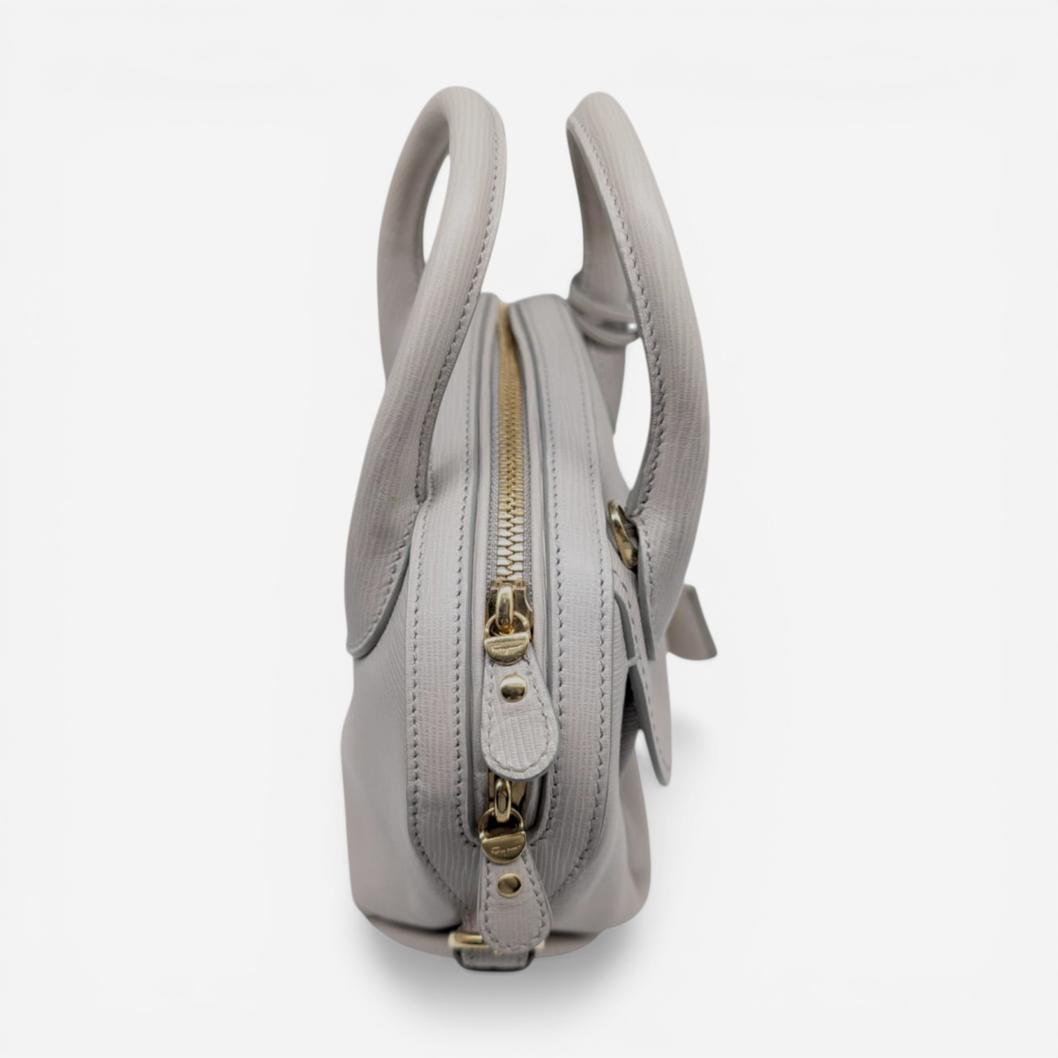 Salvatore Ferragamo Mini Fiamma Grey Leather Handbag 21E881 Salvatore Ferragamo Mini Fiamma Grey Leather Handbag 21E881