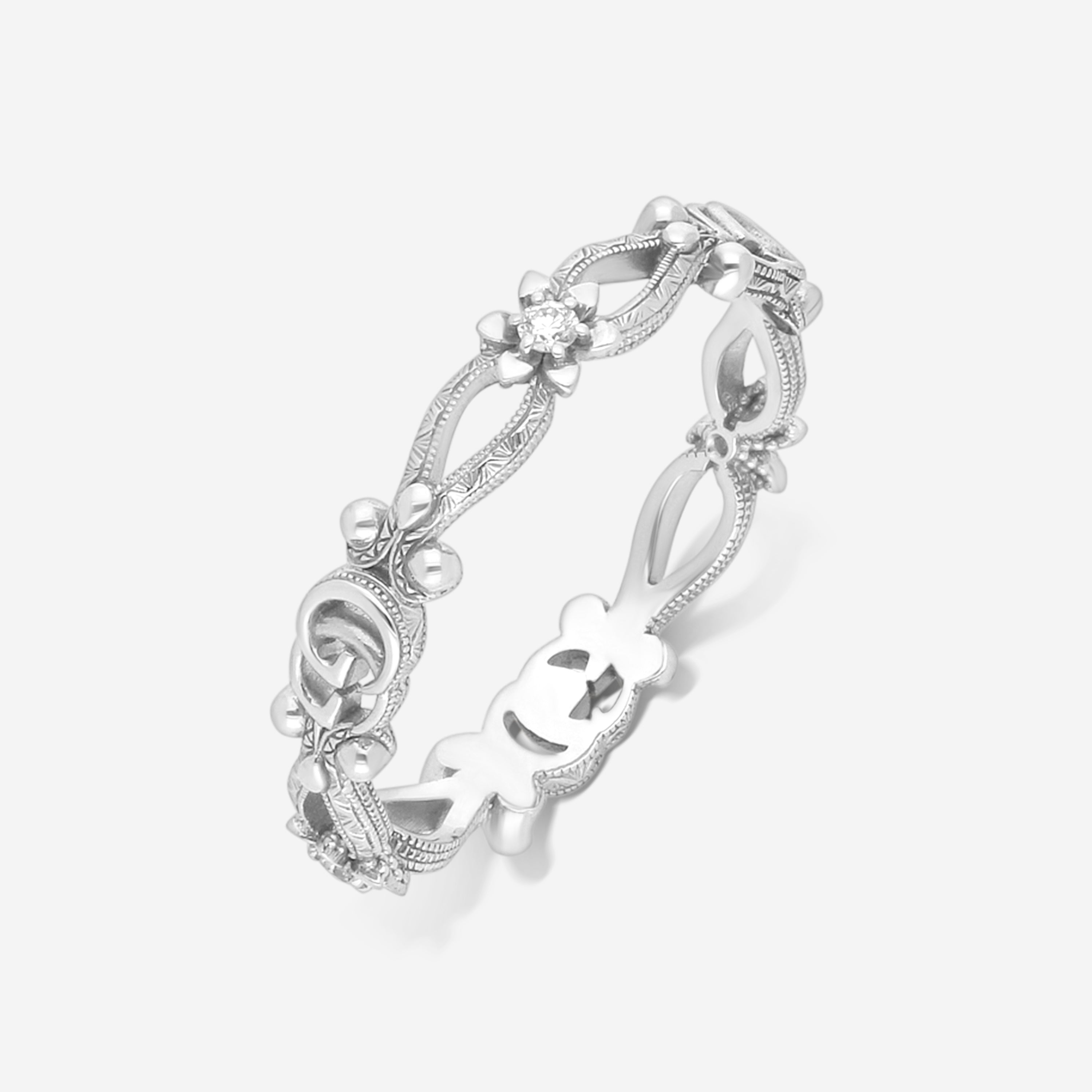 Gucci 18K White Gold and Diamonds Flora Ring YBC6298270020 MSRP $1,490 - THE SOLIST