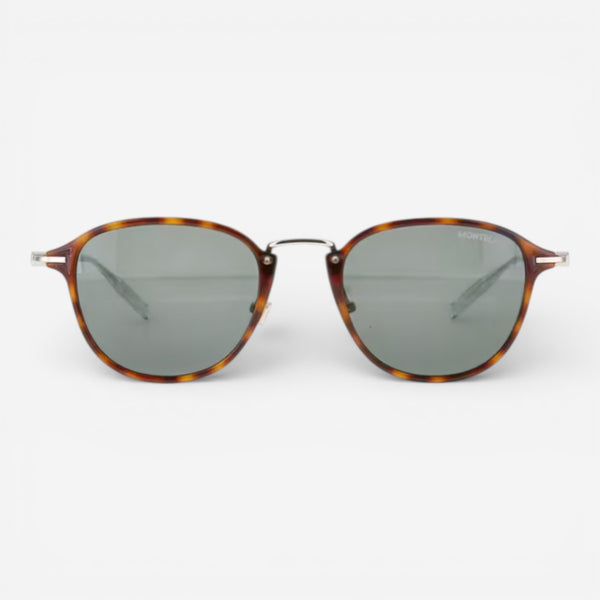 Montblanc Havana & Green Square Men's Sunglasses MB0155S002 - THE SOLIST