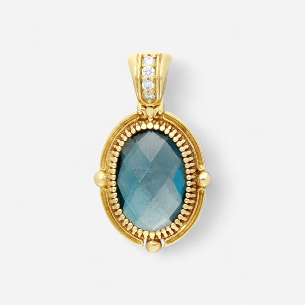 Konstantino 18K Yellow Gold Diamond & London Blue Topaz Pendant MEMK04005-18KT-318