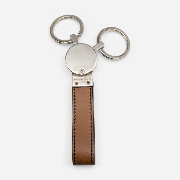 Salvatore Ferragamo Brown Hammered Leather Key Holder Key Ring 688845 - THE SOLIST