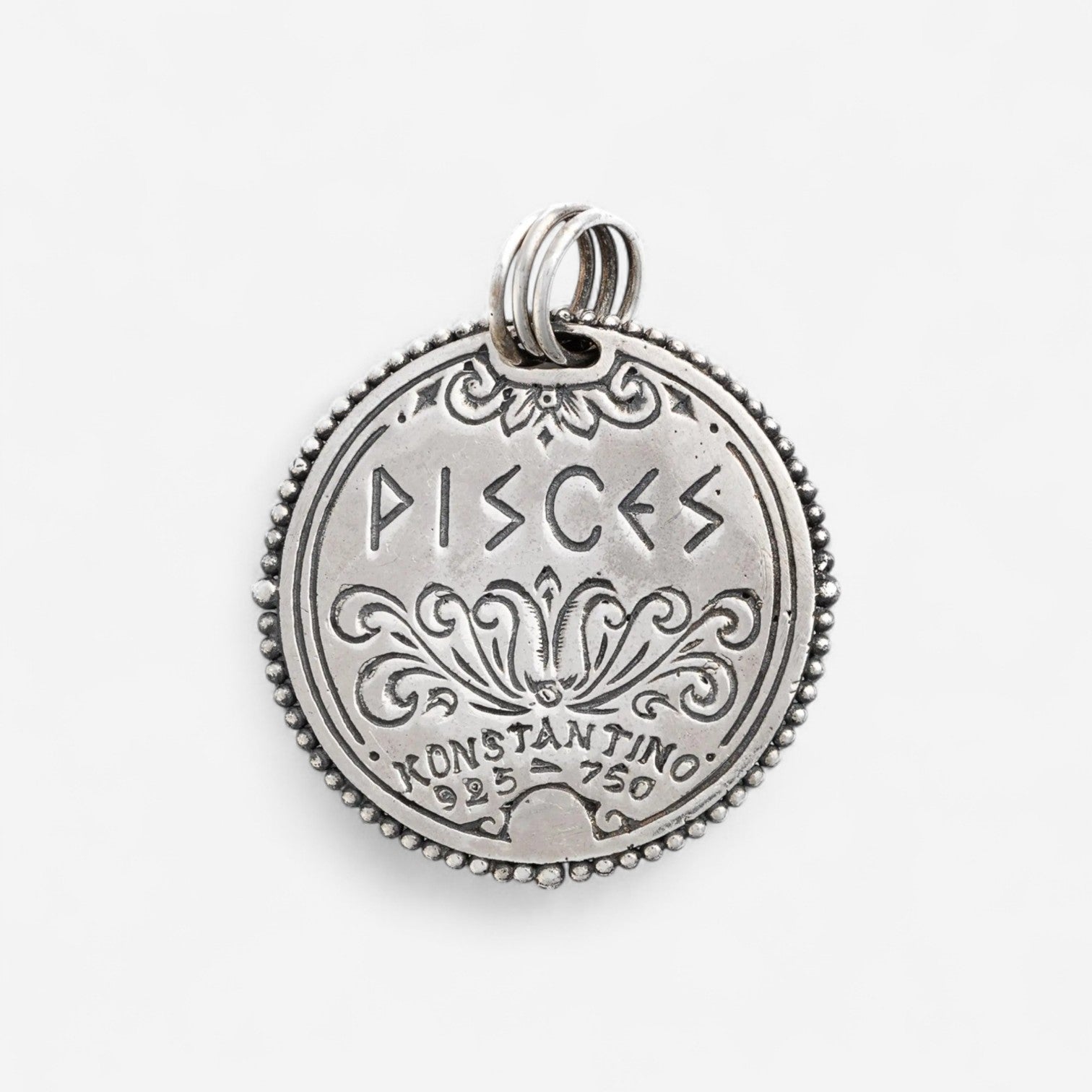 Konstantino Zodiac Pisces Sterling Silver & 18K Yellow Gold Diamond Carved Pendant MEKJ626-109 - THE SOLIST