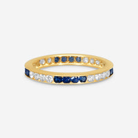 Suna 14K Yellow Gold Diamond & Sapphire Wedding Band Ring Sz. 6 W600S16YYb