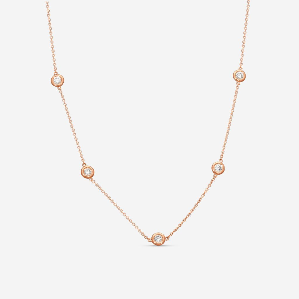 Ina Mar 14K Rose Gold Diamond Bezel Station Necklace N1135D-FR-100F - THE SOLIST