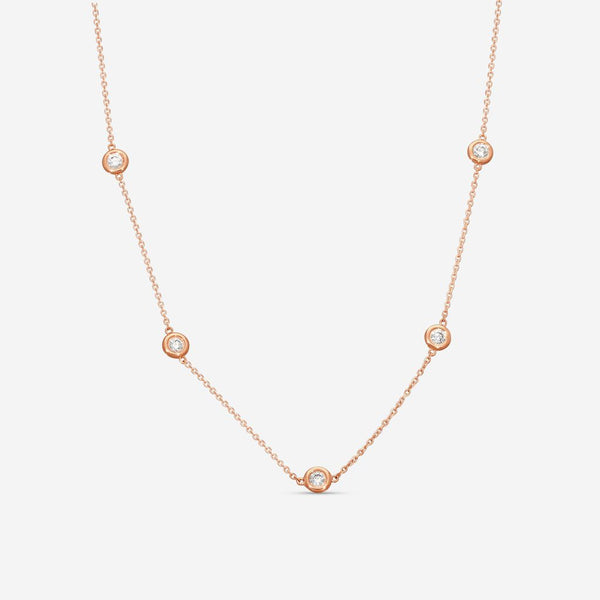 Ina Mar 14K Rose Gold Diamond Bezel Station Necklace N1135D-FR-100F - THE SOLIST