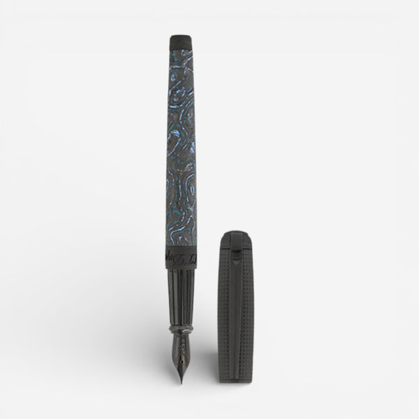 S.T. Dupont Line D Large Glacial Cave Carbon Fountain Pen (M) DP410396L