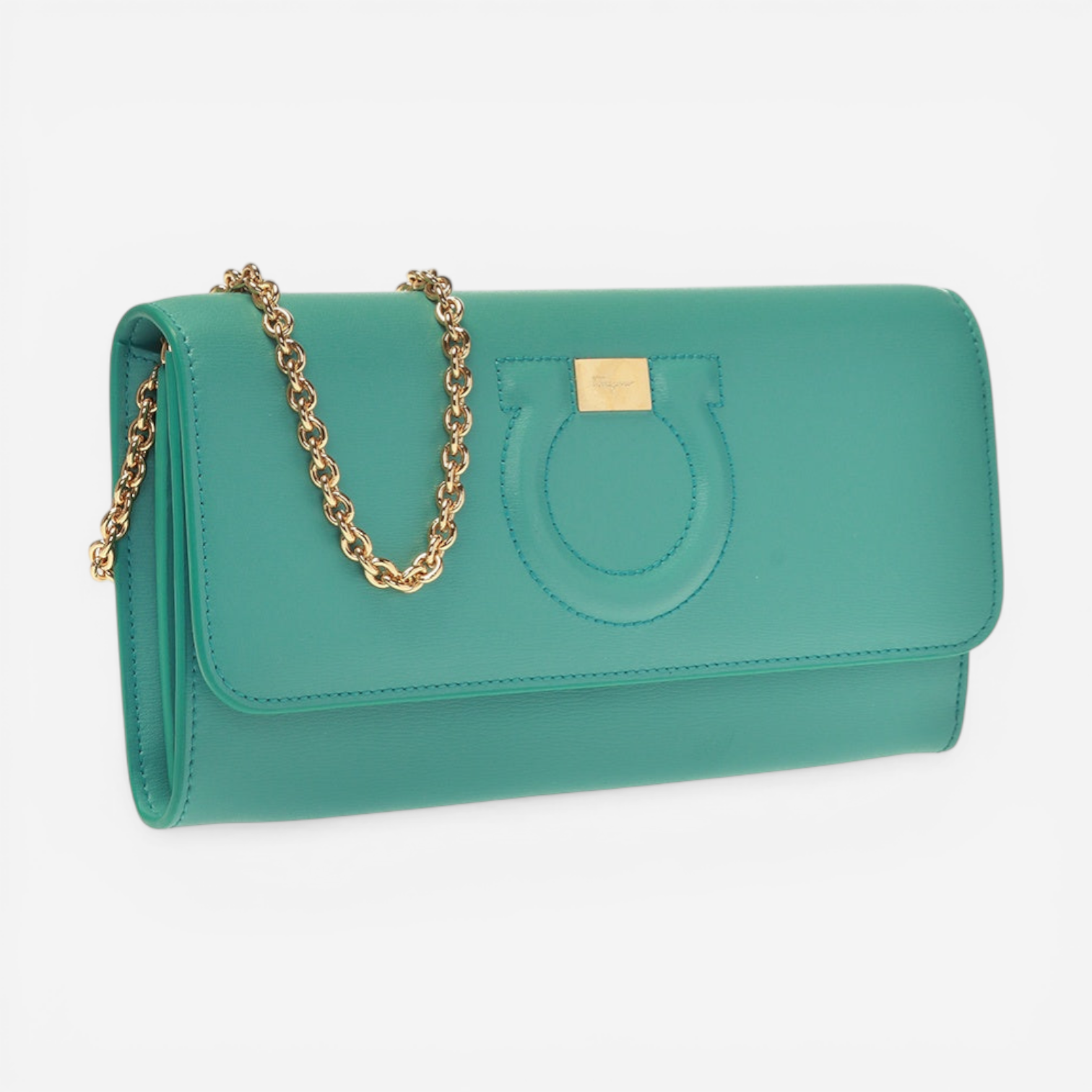 Salvatore Ferragamo Gancini Women's 728269 Teal Mini Bag MSRP $695 - THE SOLIST