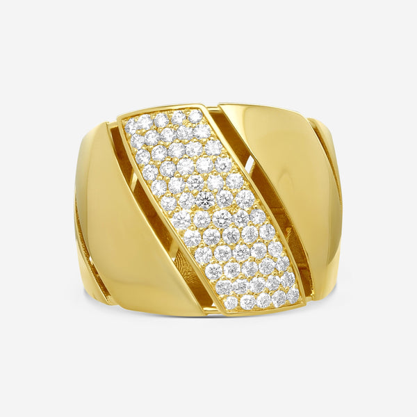 Roberto Coin Torchon 18K Yellow Gold Diamond Dome Ring Sz. 6.5 7771417AY65X