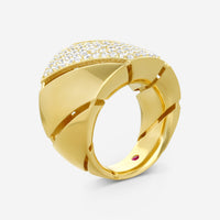 Roberto Coin Torchon 18K Yellow Gold Diamond Dome Ring Sz. 6.5 7771417AY65X