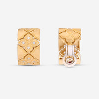 Roberto Coin Venetian 18K Yellow Diamond Princess Satin J Hoop Earrings 7771629AYERX