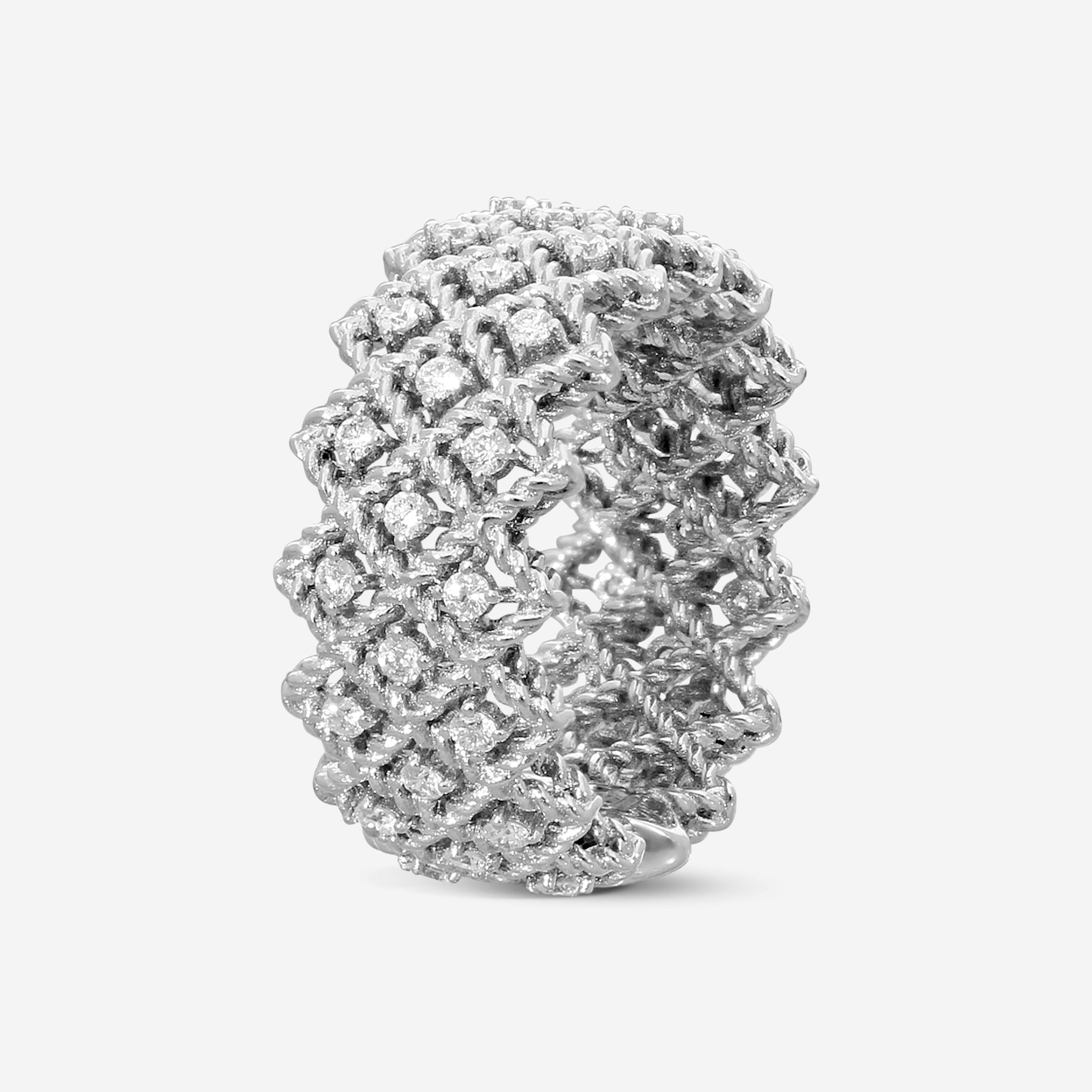 Roberto Coin Roman Barocco 18K White Gold Diamond Ring Sz. 6.5 7771650AW65X