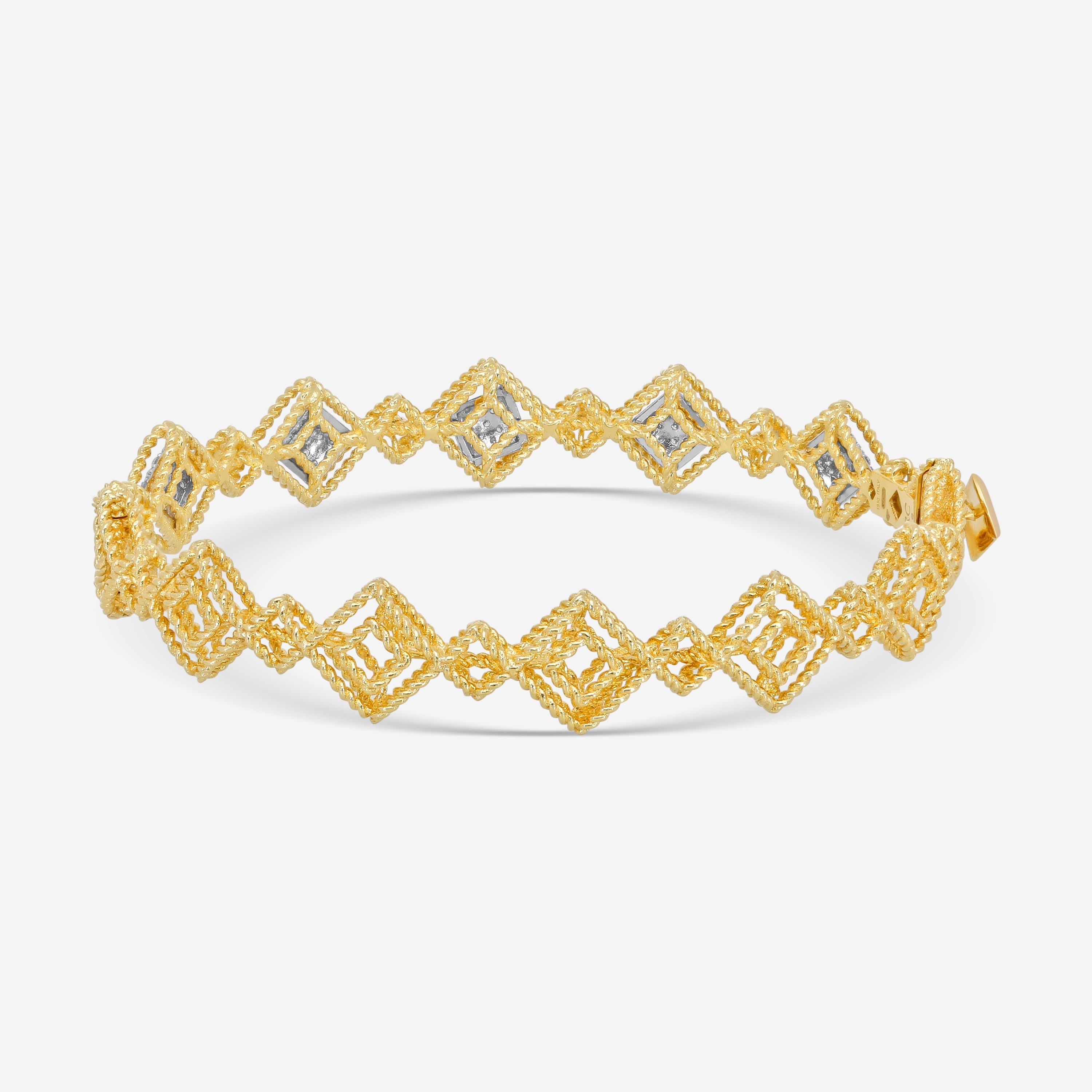 Roberto Coin Roman Barocco 18K Yellow & White Gold Diamond Bangle Bracelet 7771655AJBAX - THE SOLIST