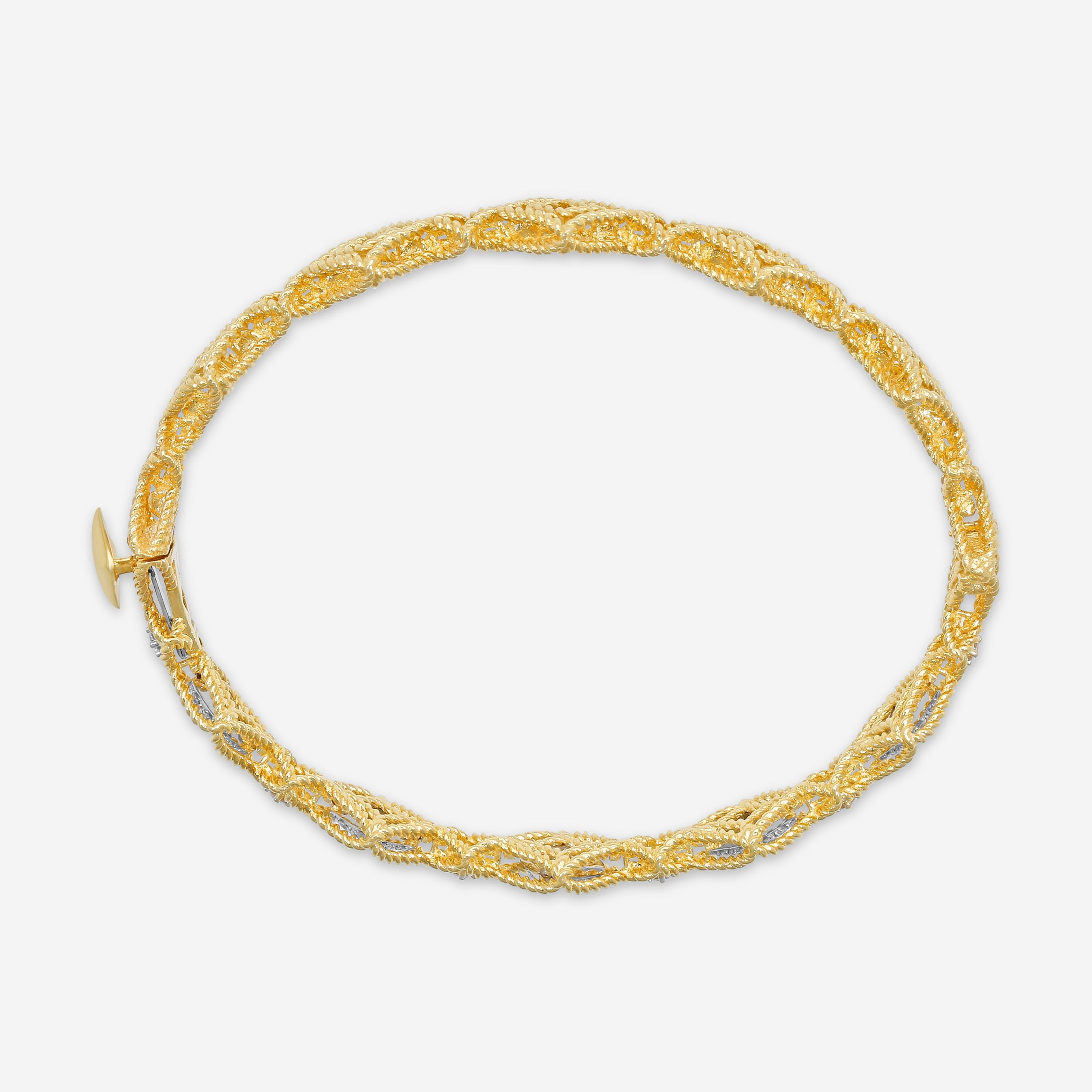 Roberto Coin Roman Barocco 18K Yellow & White Gold Diamond Bangle Bracelet 7771655AJBAX - THE SOLIST