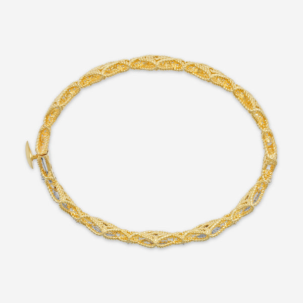 Roberto Coin Roman Barocco 18K Yellow & White Gold Diamond Bangle Bracelet 7771655AJBAX - THE SOLIST