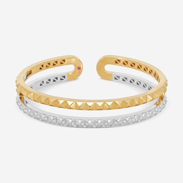 Roberto Coin Obelisco 18K Yellow & White Gold Diamond Double Bangle Bracelet 7771780AJBAX - THE SOLIST