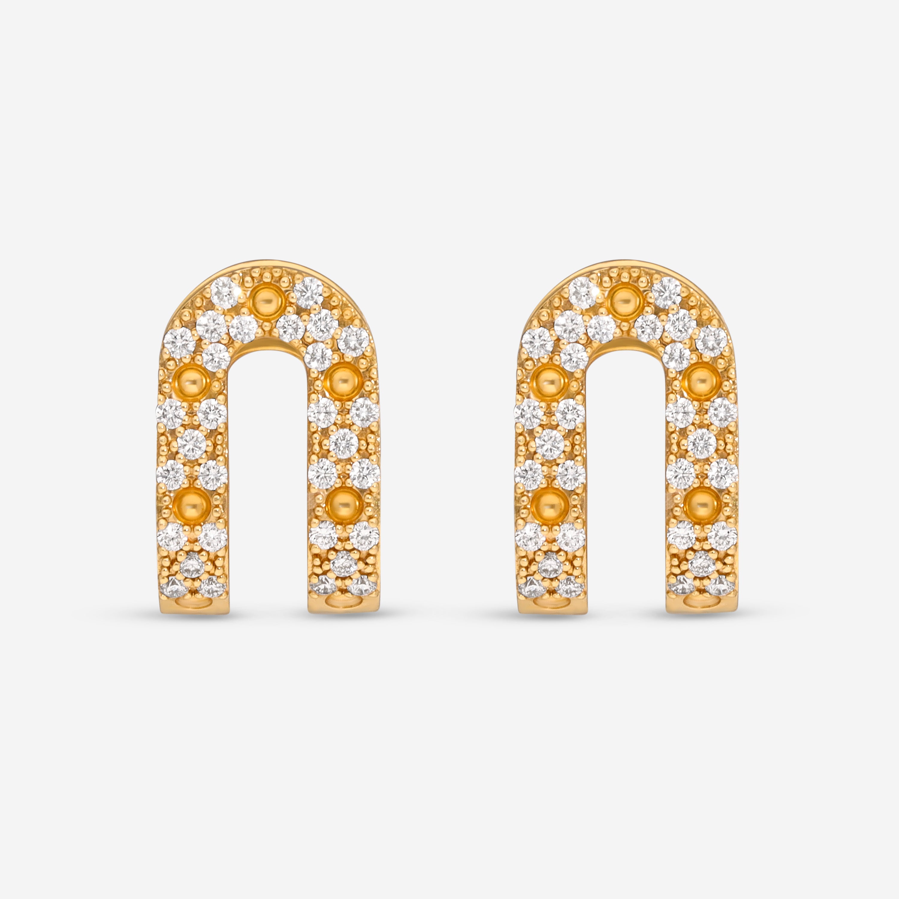 Roberto Coin Double Symphony 18K Yellow Gold Diamond Pois Mois Earrings 7771808AYERX