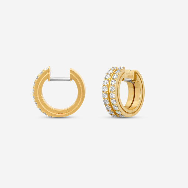 Roberto Coin Portofino 18K Yellow Gold Two-Row Diamond Hoop Earrings 7771884AYERX - THE SOLIST