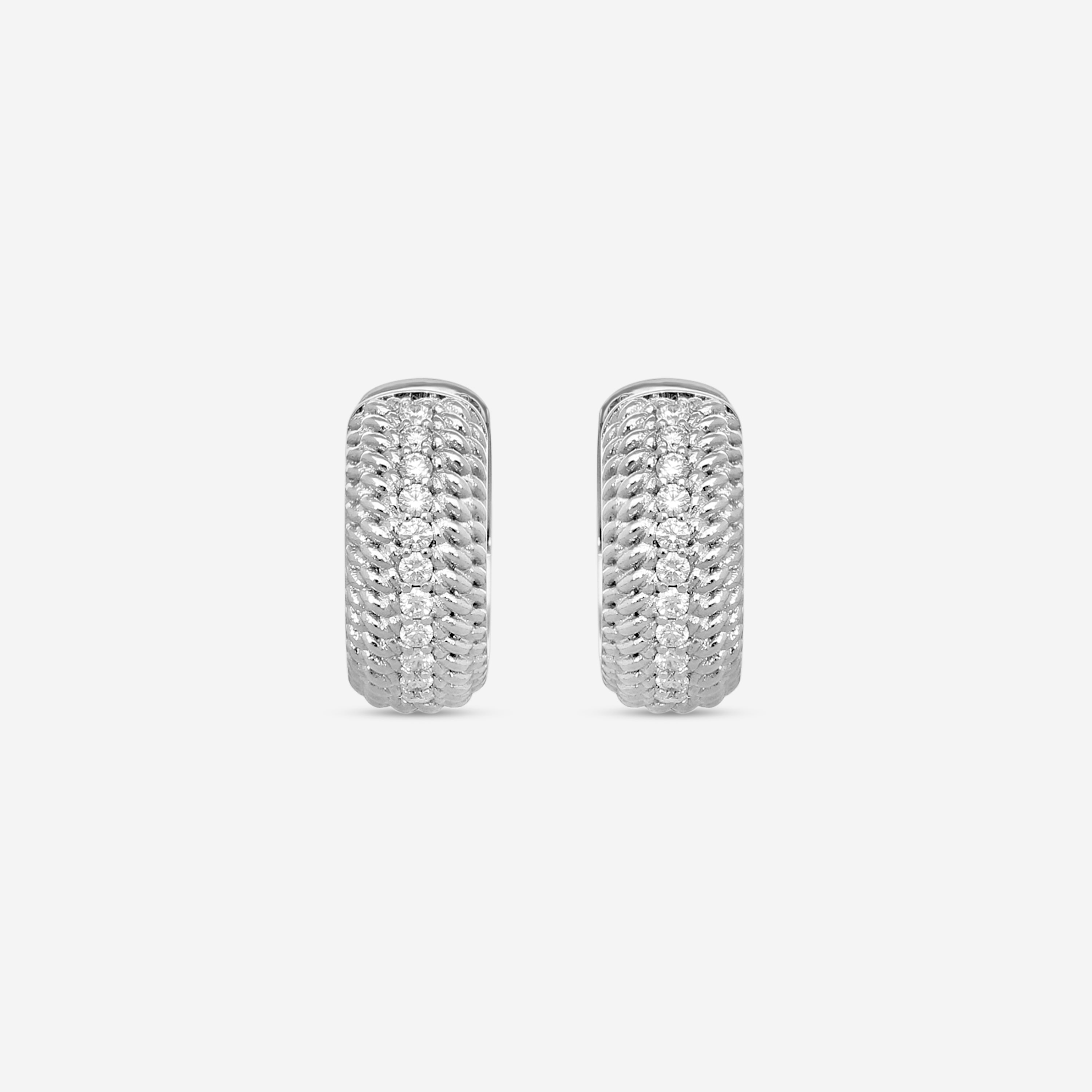 Roberto Coin Opera 18K White Gold Diamond Hoop Earrings 7772779AWERX