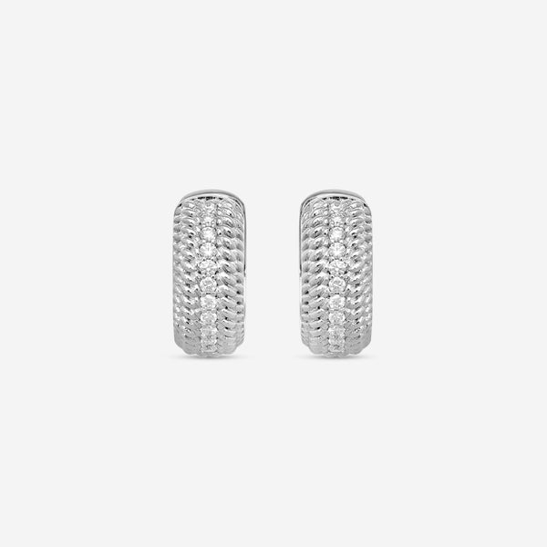 Roberto Coin Opera 18K White Gold Diamond Hoop Earrings 7772779AWERX