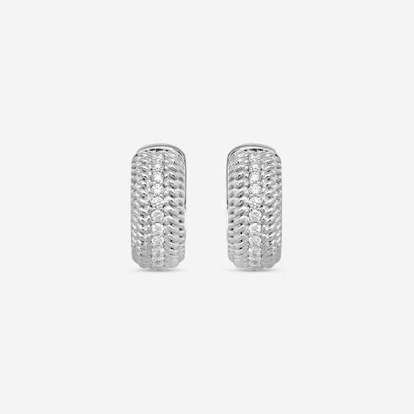 Roberto Coin Opera 18K White Gold Diamond Hoop Earrings 7772779AWERX - THE SOLIST