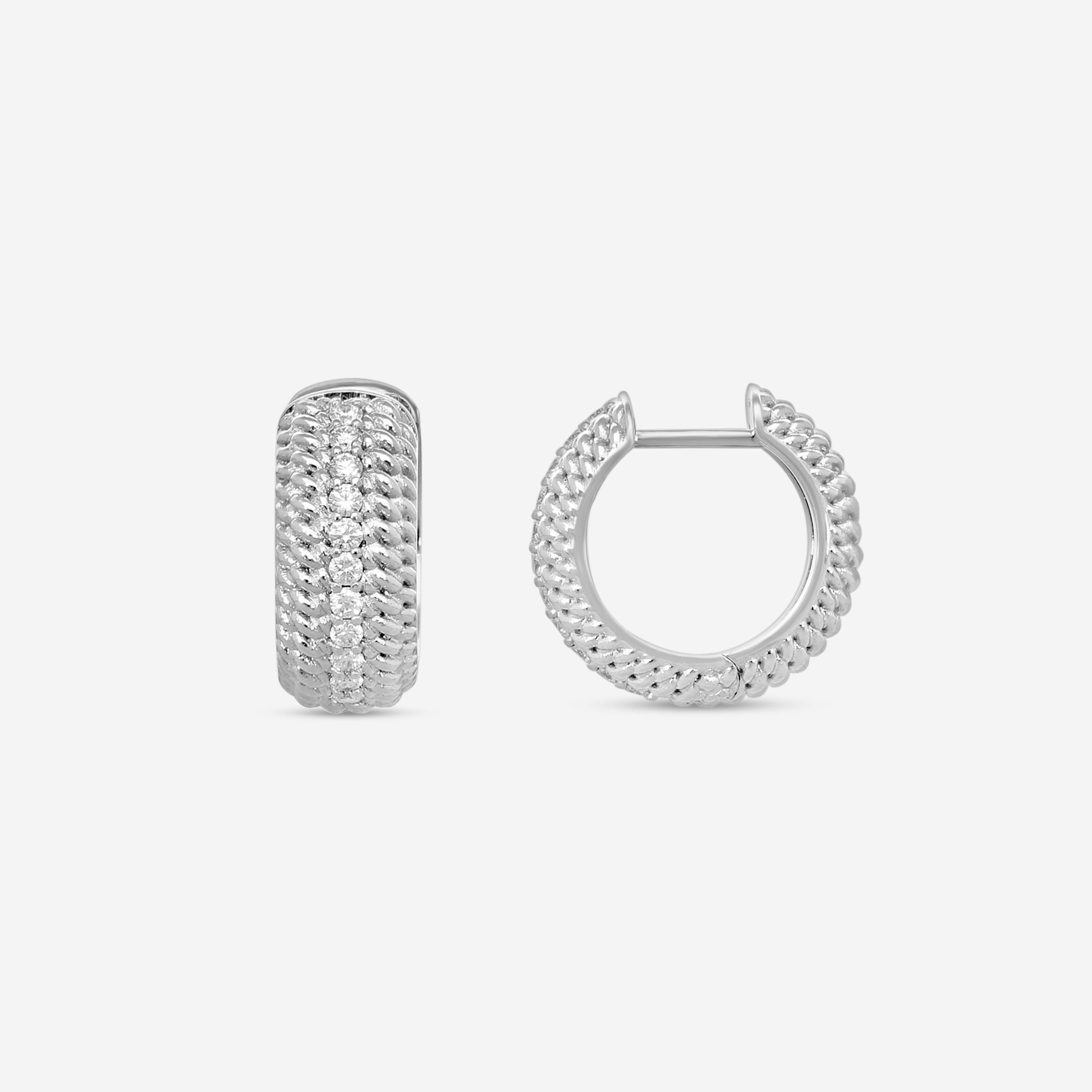 Roberto Coin Opera 18K White Gold Diamond Hoop Earrings 7772779AWERX