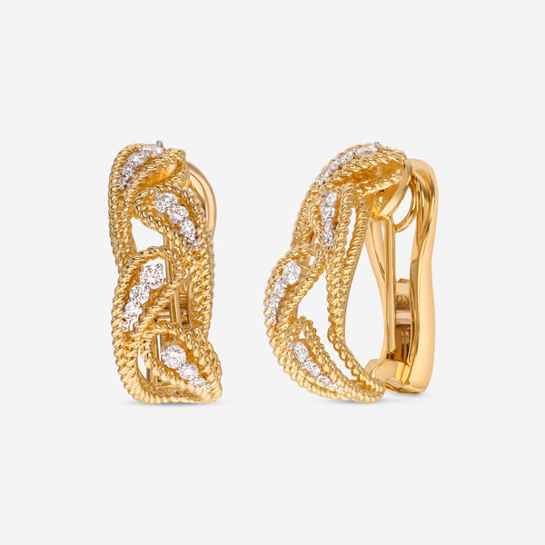 Roberto Coin 18K Yellow Gold New Barocco Diamond Hoop Earrings 7772781AJERX