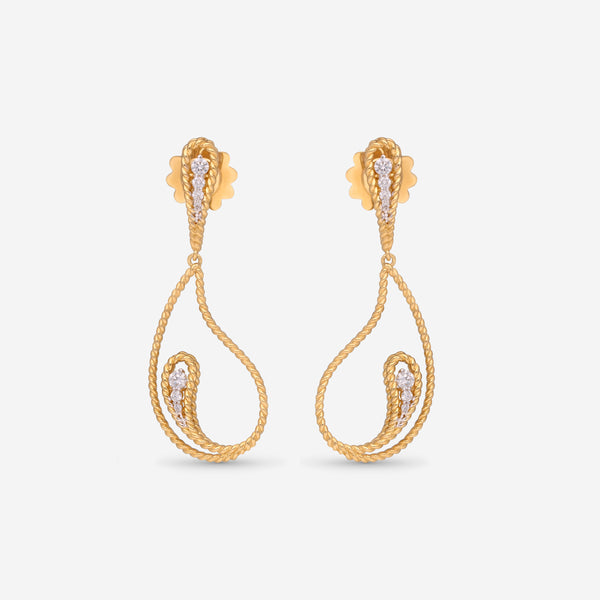 Roberto Coin Byzantine 18K Yellow Gold and 18K White Gold, Diamond Drop Earrings 7772813AJERX