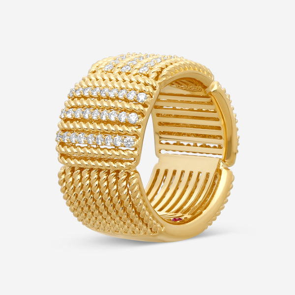 Roberto Coin Opera 18K Yellow Gold Diamond Wide Band Ring Sz. 6.5 7772895AY65X - THE SOLIST